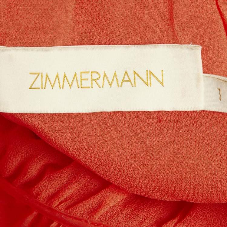 Pre Owned Zimmermann Red Silk Organza Natura High-Low Tiered Dress M