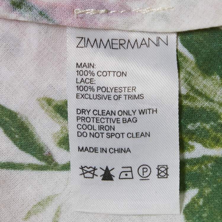 Pre Owned Zimmermann White Floral Print Cotton Off-Shoulder Heathers Dress M