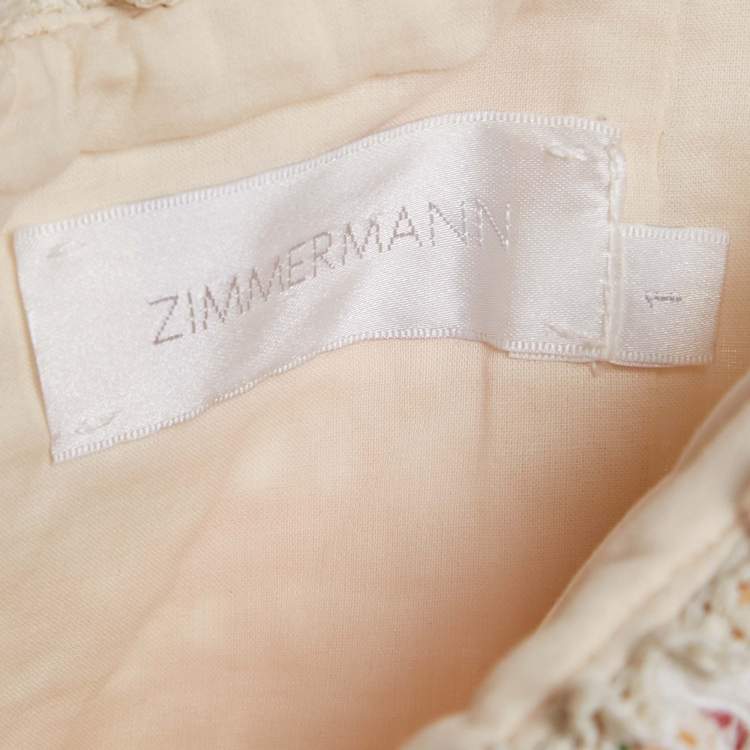 Pre Owned Zimmermann White Floral Print Cotton Off-Shoulder Heathers Dress M