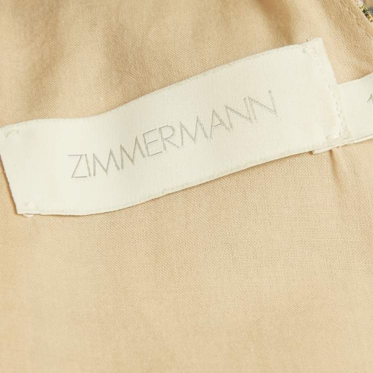 Pre Owned Zimmermann Multicolor Printed Linen Freja Scarf Hem Midi Dress M