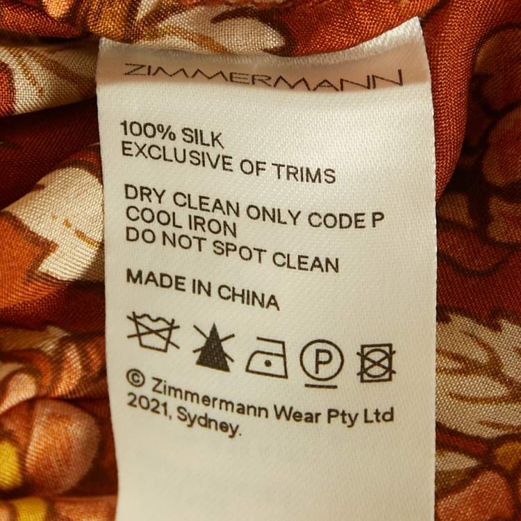 Pre Owned Zimmermann Brown Printed Silk Andie Short XS