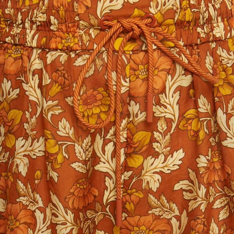 Pre Owned Zimmermann Brown Printed Silk Andie Short XS