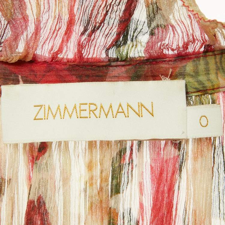 Pre Owned Zimmermann Red Floral Print Chiffon Midi Dress S