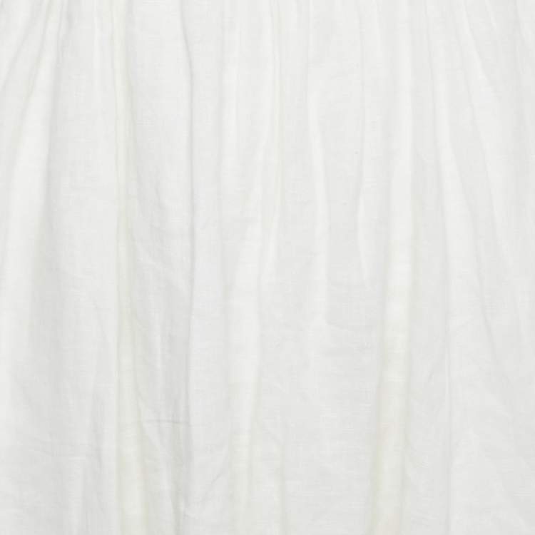 Pre Owned Zimmermann White Linen Scallop Jude Midi Dress S 