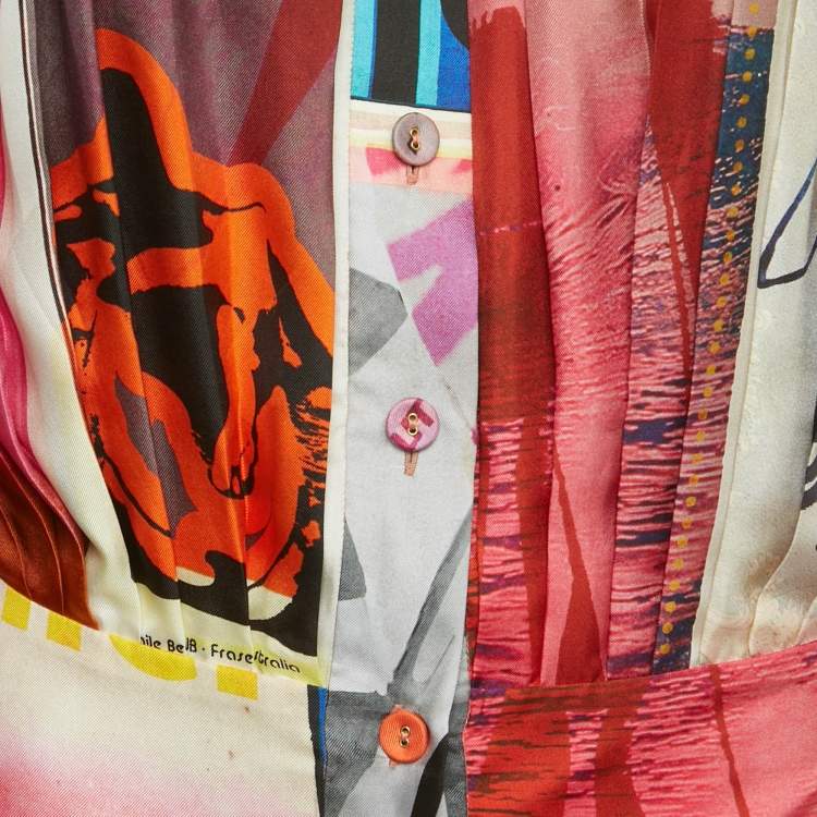 Pre Owned Zimmermann Multicolor Poster Print Silk Wavelength Pleated Mini Dress M