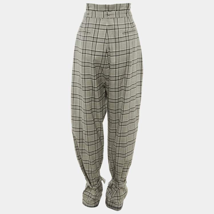 Pre Owned Zimmerman Black /Grey Checkered Print Wool Trousers L