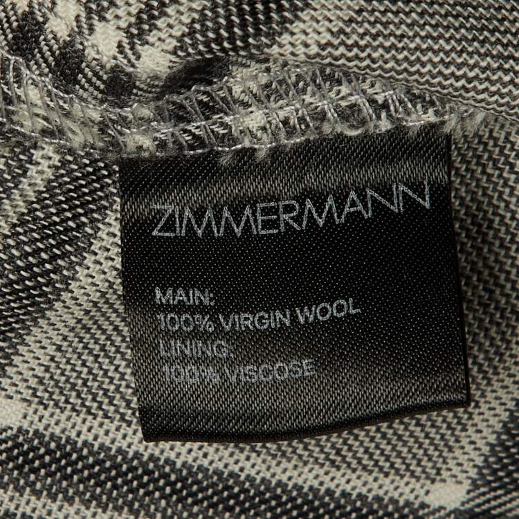 Pre Owned Zimmerman Black /Grey Checkered Print Wool Trousers L