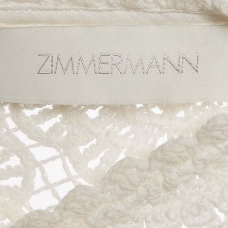 Pre Owned Zimmermann White Crochet Sheer Mini Dress L