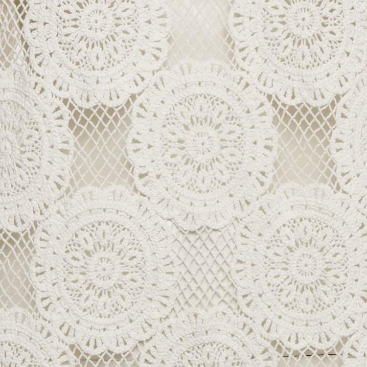 Pre Owned Zimmermann White Crochet Sheer Mini Dress L