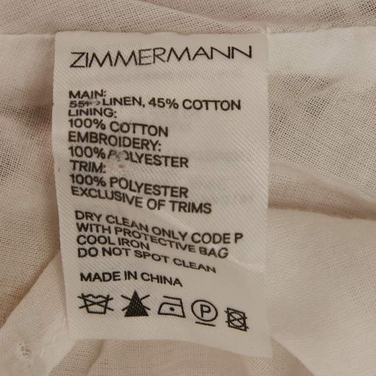 Pre Owned Zimmermann White Broderie Anglaise Linen Blend Maxi Dress M