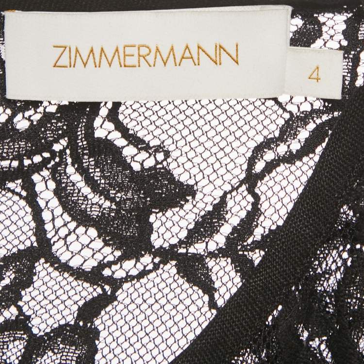 Pre Owned Zimmermann Black Lace Frill Tunic L