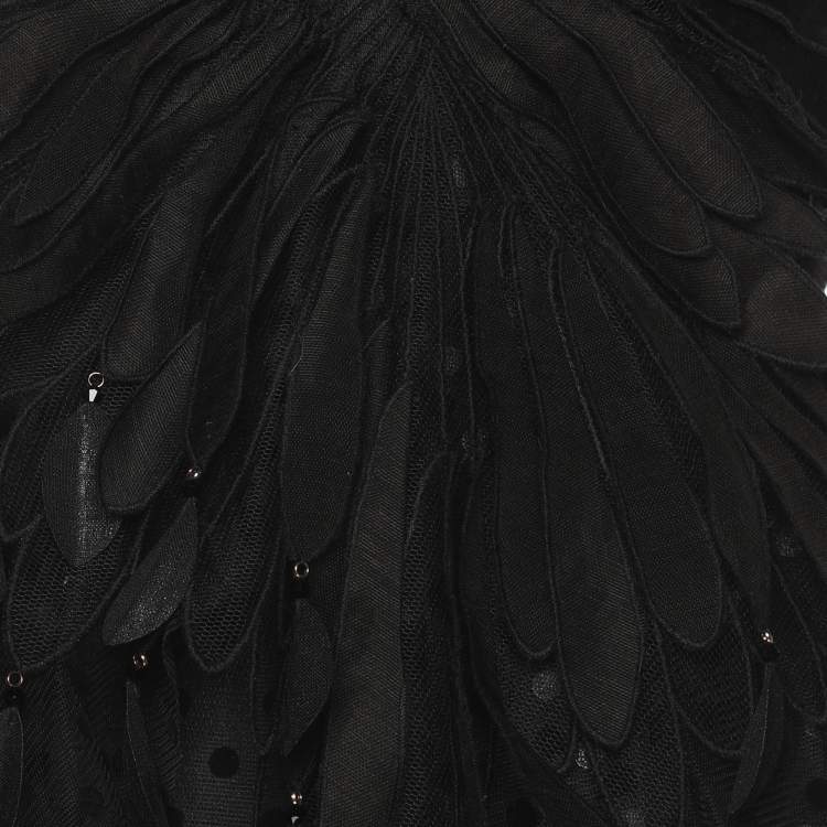 Pre Owned Zimmermann Black Tulle Rhythmic Fluted Mini Dress M