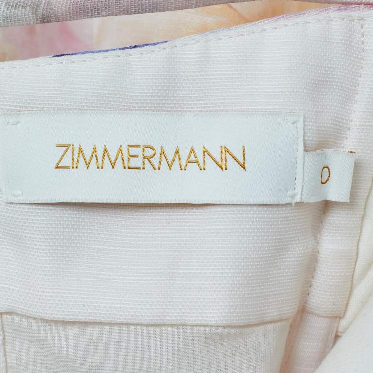 Pre Owned Zimmermann Pink Linen Crush Twist-Front Mini Dress XS