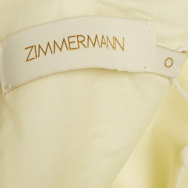 Pre Owned Zimmermann Yellow Linen Blend Pleated Illuminate Mini Dress S