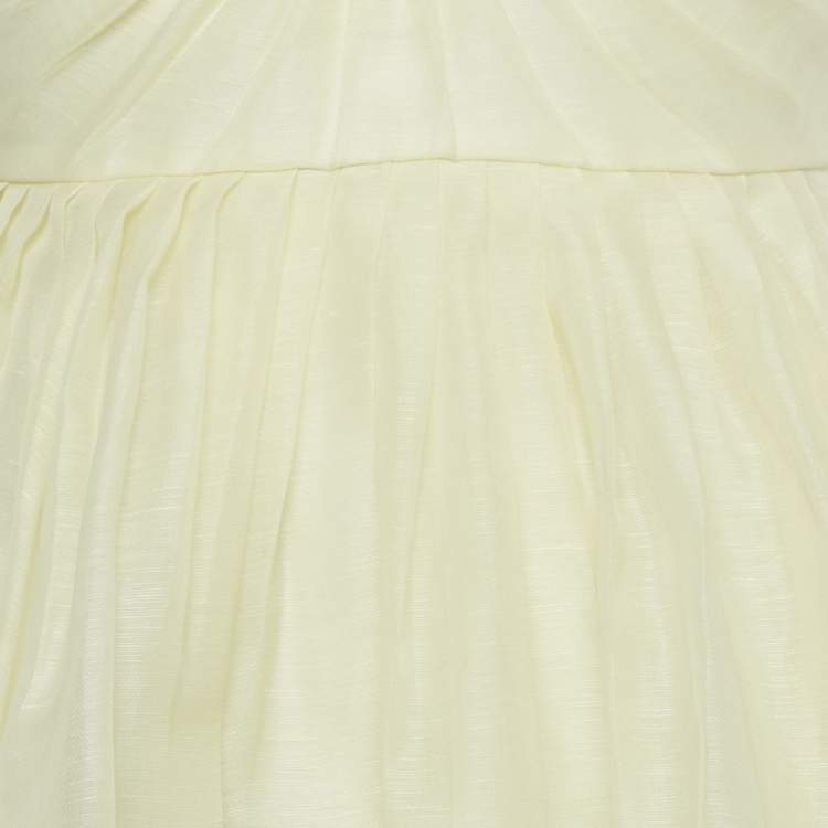 Pre Owned Zimmermann Yellow Linen Blend Pleated Illuminate Mini Dress S