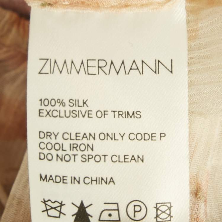 Pre Owned Zimmermann Beige Floral Print Silk Tiered Mini Dress S
