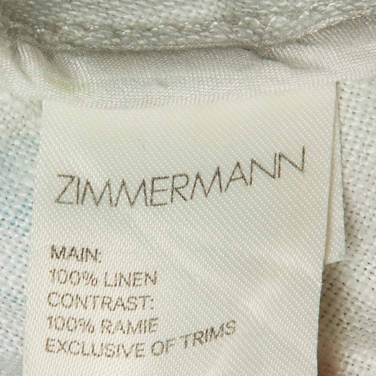 Pre Owned Zimmermann White Floral Print Linen Whitewave Pleated Shorts M