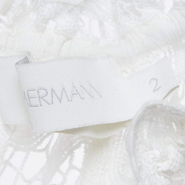 Pre Owned Zimmermann White Battenburg Lace Bonita Mini Dress M
