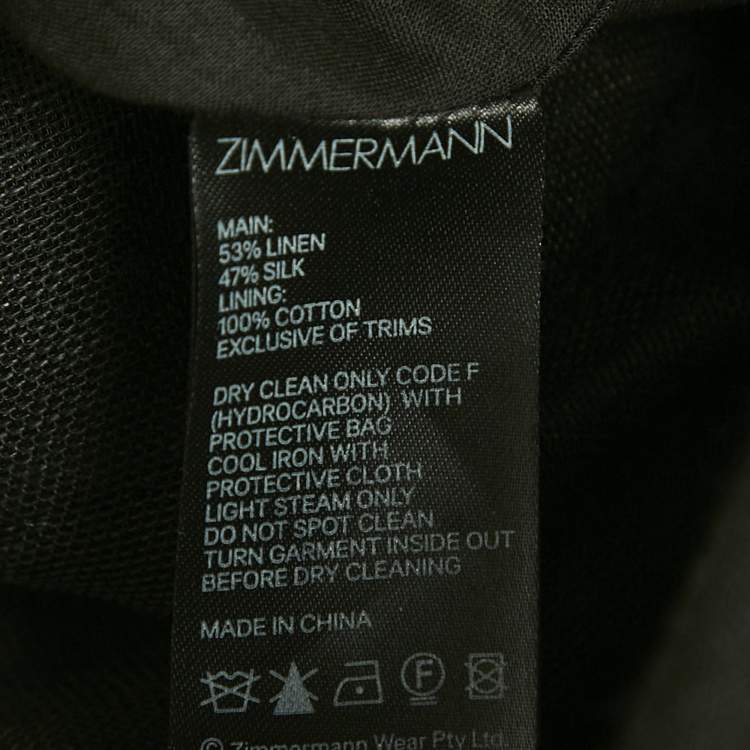 Pre Owned Zimmermann Black Cut-Out Linen Mini Dress XS