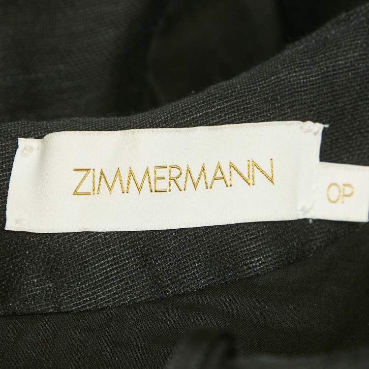 Pre Owned Zimmermann Black Cut-Out Linen Mini Dress XS