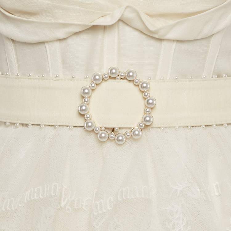 Pre Owned Zimmermann White High Tide Embroidered Linen Mini Dress XS