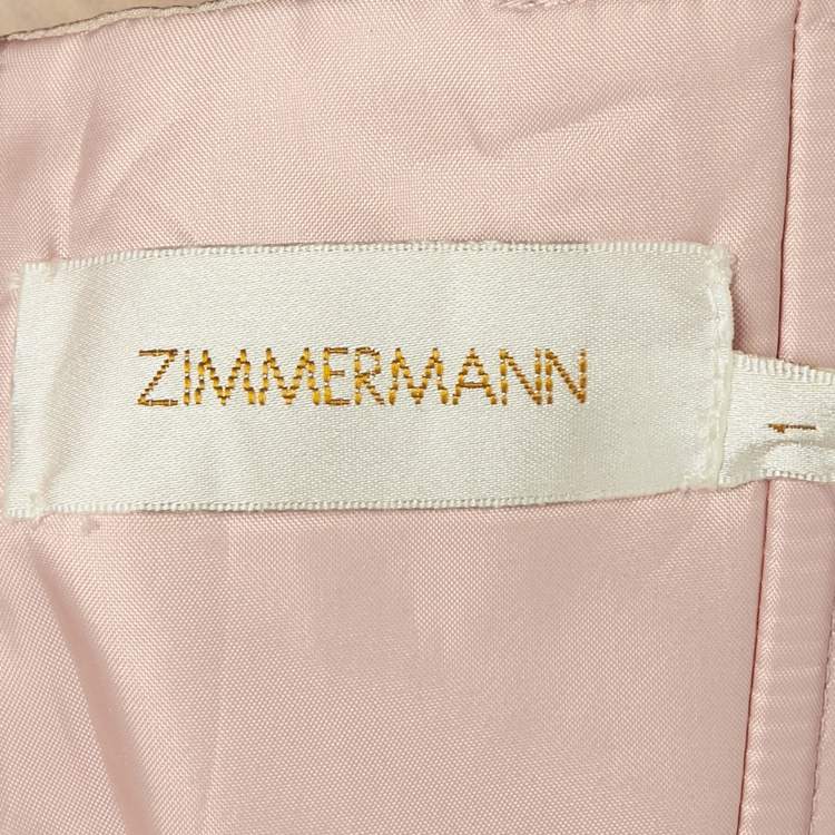 Pre Owned Zimmermann Peach Silk Strapless Mini Dress M
