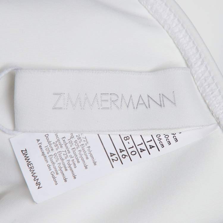 Pre Owned Zimmermann White Synthetic Bow Detail One Shoulder Zinnia One Piece Swimsuit L