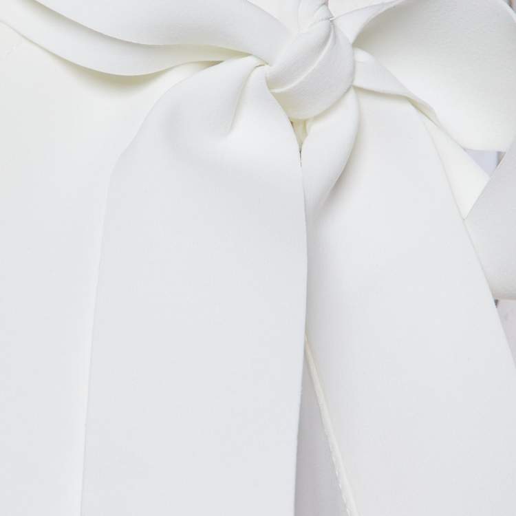 Pre Owned Zimmermann White Synthetic Bow Detail One Shoulder Zinnia One Piece Swimsuit L