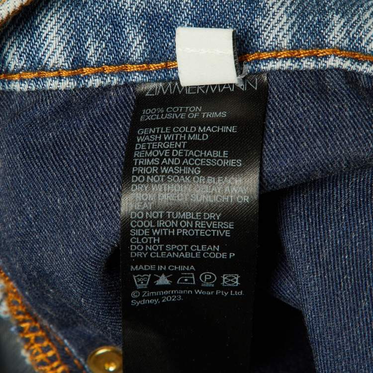 Pre Owned Zimmermann Blue Stone Washed Distressed Denim Jeans M Waist 28"