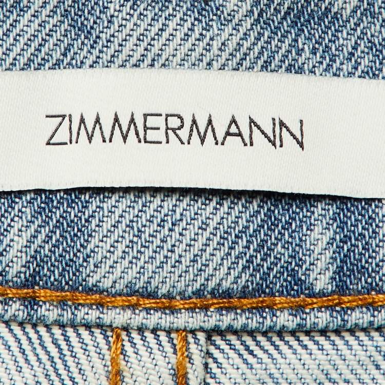 Pre Owned Zimmermann Blue Stone Washed Distressed Denim Jeans M Waist 28"