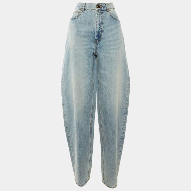 Pre Owned Zimmermann Blue Stone Washed Distressed Denim Jeans M Waist 28"