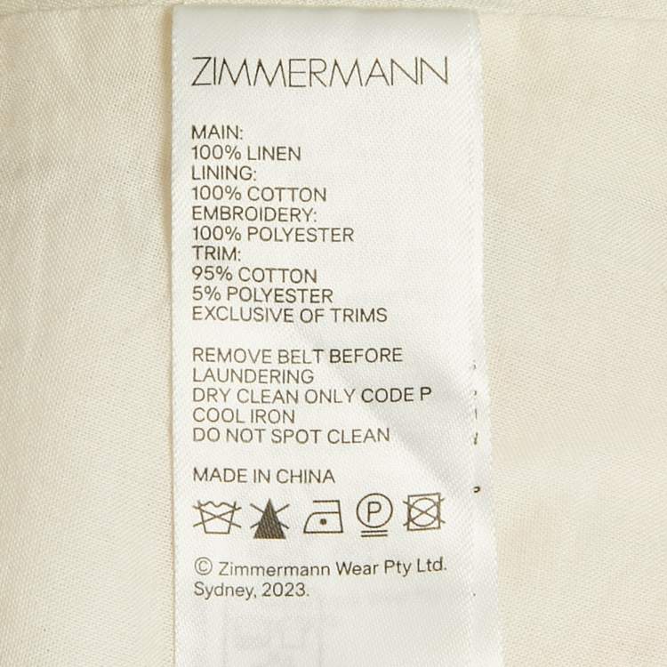 Pre Owned Zimmermann White Embroidered Linen Shorts L