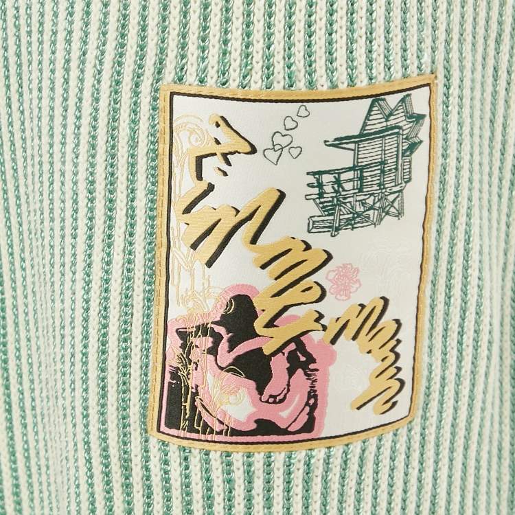 Pre Owned Zimmermann Green/White Acacia Stripe Knit Hooded Mini Dress L