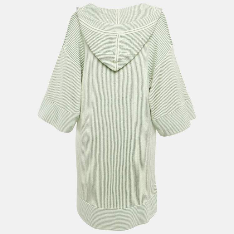 Pre Owned Zimmermann Green/White Acacia Stripe Knit Hooded Mini Dress L