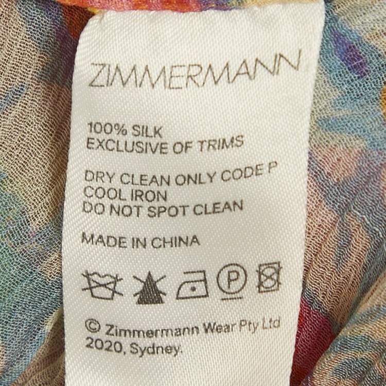 مملوكة مسبقًا Zimmermann Multicolor Floral Print Crinkle Silk Maxi Dress M