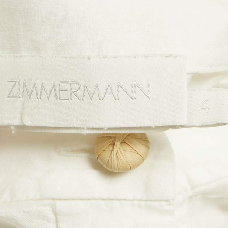 Pre Owned Zimmermann White Striped Cotton Maxi Dress L