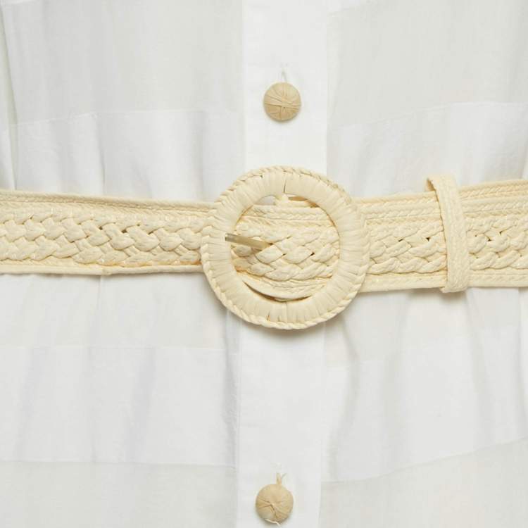 Pre Owned Zimmermann White Striped Cotton Maxi Dress L