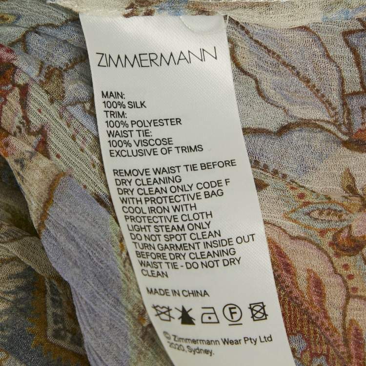 Pre Owned Zimmermann Multicolour Floral Print Silk Crepe Rebellion Button Mini Dress M