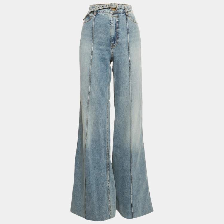 Pre Owned Zimmermann Blue Cotton Wide Leg Jean M