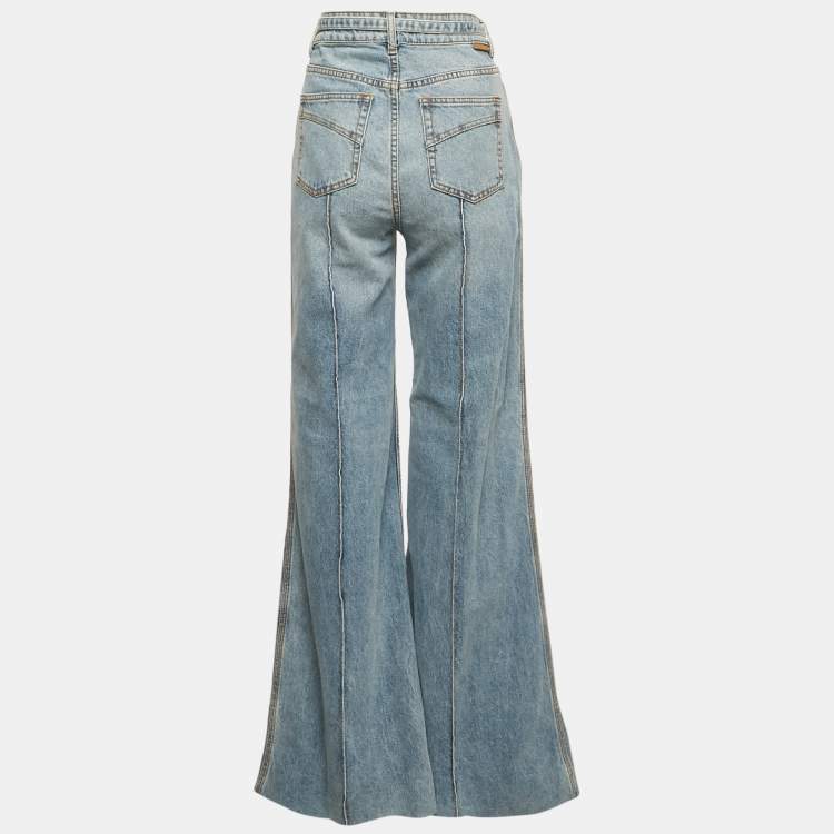 Pre Owned Zimmermann Blue Cotton Wide Leg Jean M