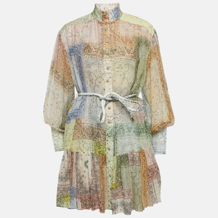 Pre Owned Zimmermann Multicolor Bandana Print Cotton Mini Dress M