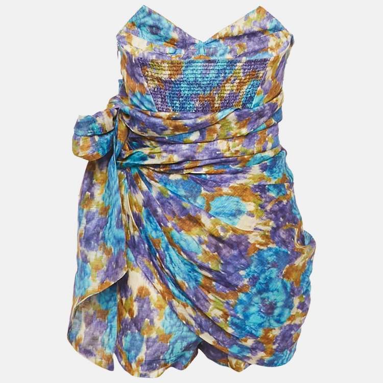 مملوكة مسبقًا Zimmermann Blue Printed High Tide Playsuit S