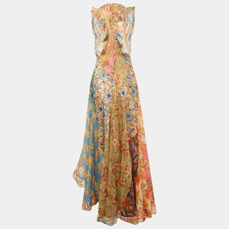 Pre Owned Zimmermann Multicolour Floral Print Cotton Junie Racer Back Dress M
