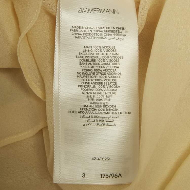 Pre Owned Zimmermann Yellow Floral Print Frill Detail Crepe Top & Skirt Set L