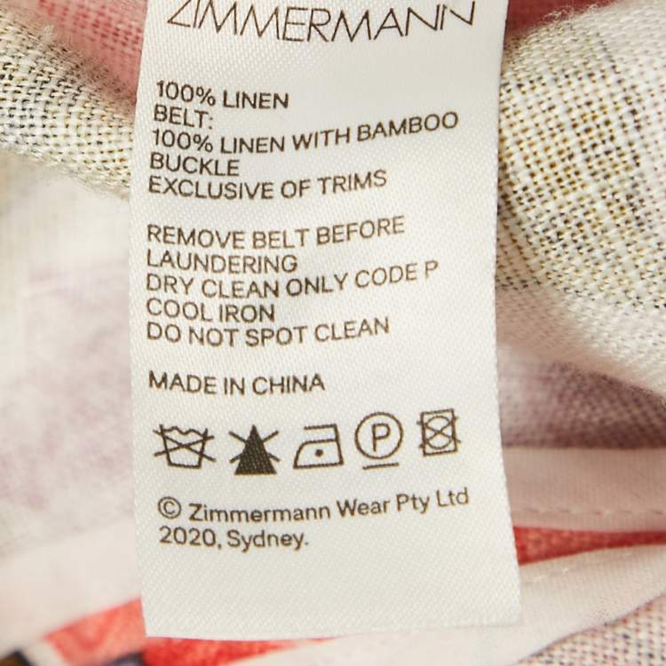 مملوكة مسبقًا Zimmermann Multicolor Floral Printed Linen Belted Jumpsuit XS