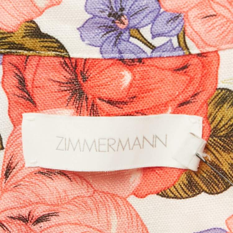 مملوكة مسبقًا Zimmermann Multicolor Floral Printed Linen Belted Jumpsuit XS