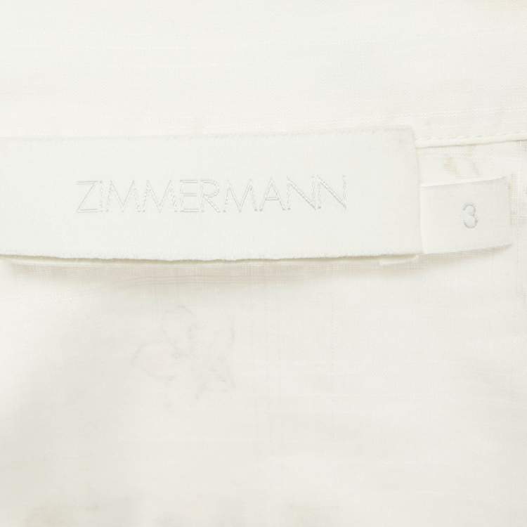 Pre Owned Zimmermann Cream Floral Print Cotton Top and Skirt Set L