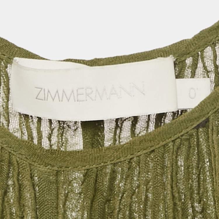 Pre Owned Zimmermann Olive Green Ramie & Cotton Belted Jumpsuit XS