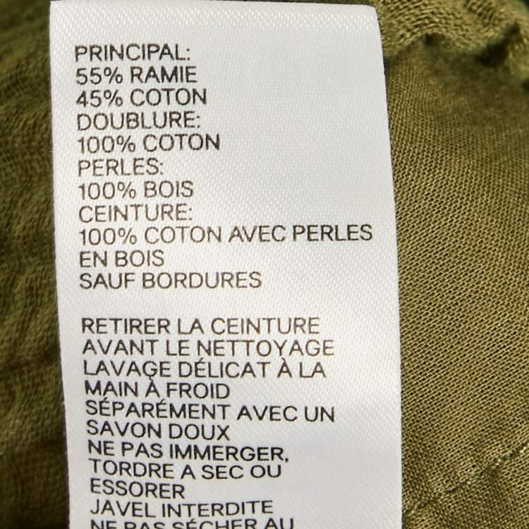 Pre Owned Zimmermann Olive Green Ramie & Cotton Belted Jumpsuit XS