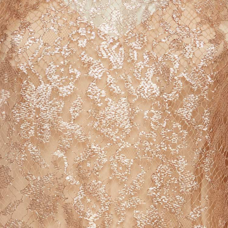 Pre Owned Zimmermann Rose Gold Lace Mini Dress S